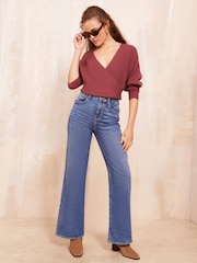 Friends Like These Pink Knitted Rib Batwing Jumper - Image 2 of 4