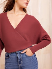 Friends Like These Pink Knitted Rib Batwing Jumper - Image 3 of 4