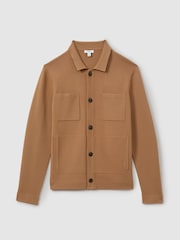 Reiss Camel Forester Knitted Button-Through Jacket - Image 2 of 5