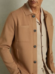 Reiss Camel Forester Knitted Button-Through Jacket - Image 3 of 5