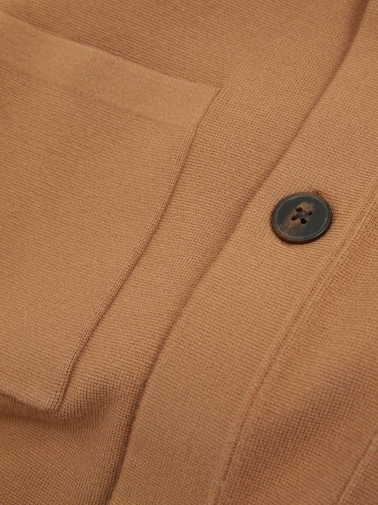 Reiss Camel Forester Knitted Button-Through Jacket - Image 5 of 5