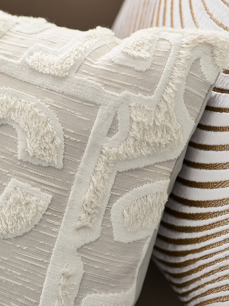 White Chic Happens Slogan Cut Velvet Cushion - Image 2 of 5
