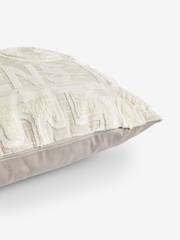 White Chic Happens Slogan Cut Velvet Cushion - Image 5 of 5