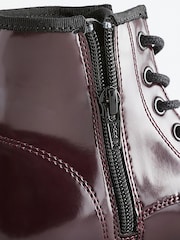 Burgundy Red Lace Up Chunky Ankle Boots - Image 8 of 8