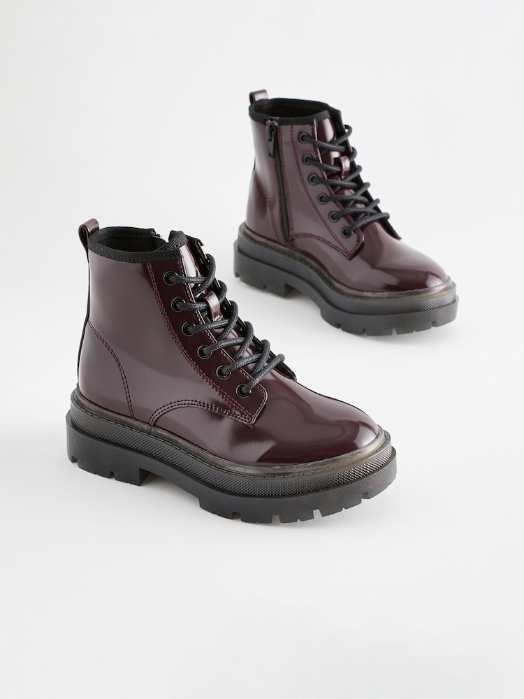 Buy Burgundy Red Lace Up Chunky Ankle Boots from Next Ireland