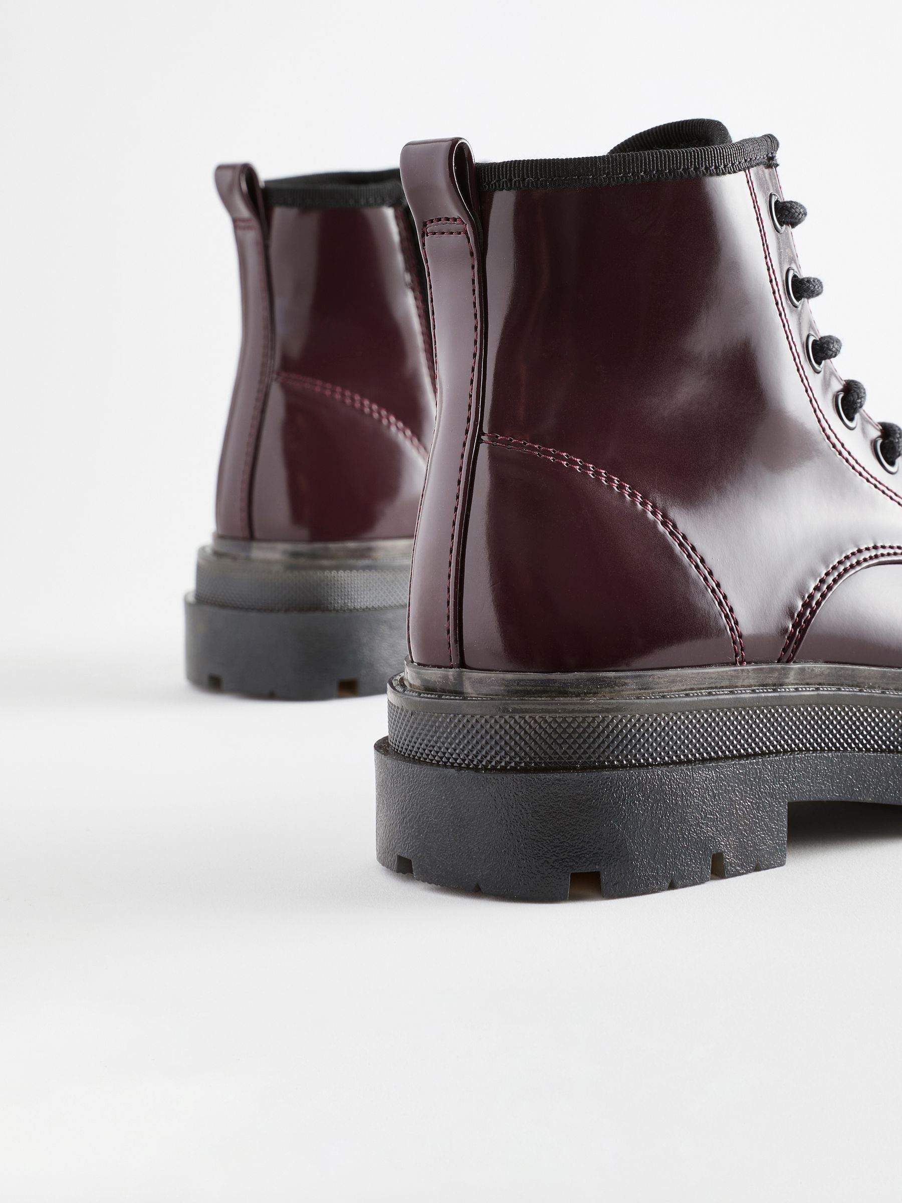 Buy Burgundy Red Lace Up Chunky Ankle Boots from Next Luxembourg