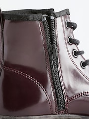 Burgundy Red Lace Up Chunky Ankle Boots - Image 7 of 8