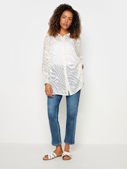 Weiß - M&Co White Zebra Print Long Sleeve Mesh Shirt - Bild 2 von 5