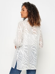 Weiß - M&Co White Zebra Print Long Sleeve Mesh Shirt - Bild 3 von 5