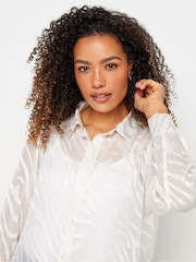 Weiß - M&Co White Zebra Print Long Sleeve Mesh Shirt - Bild 4 von 5
