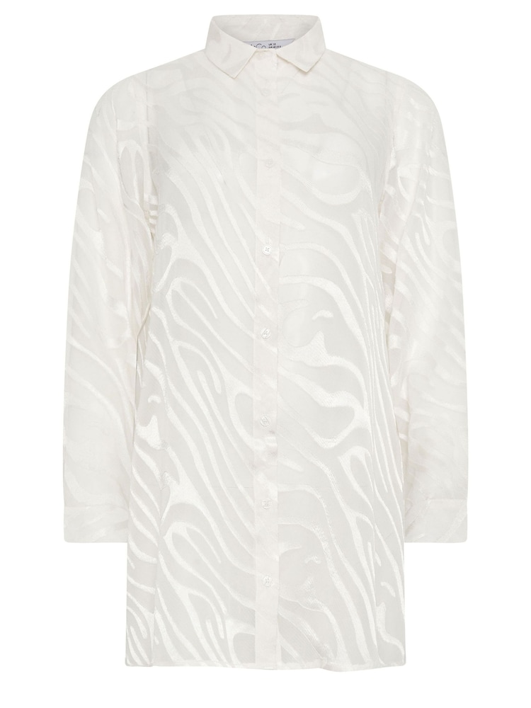 Weiß - M&Co White Zebra Print Long Sleeve Mesh Shirt - Bild 5 von 5