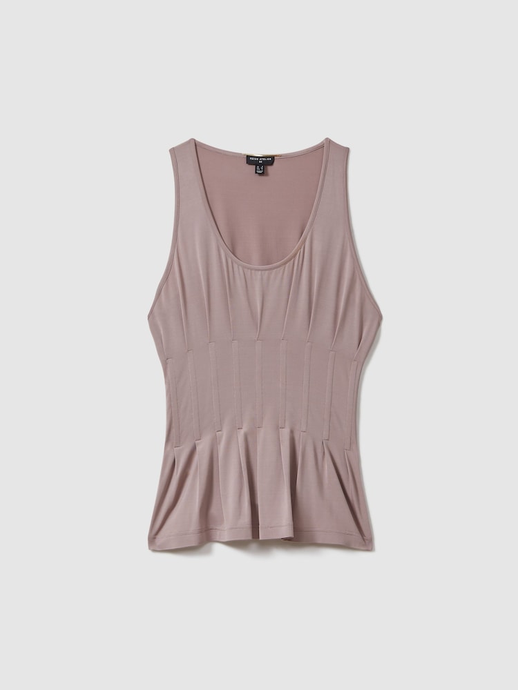 Reiss Mink Fernanda Corset Detail Vest - Image 2 of 5