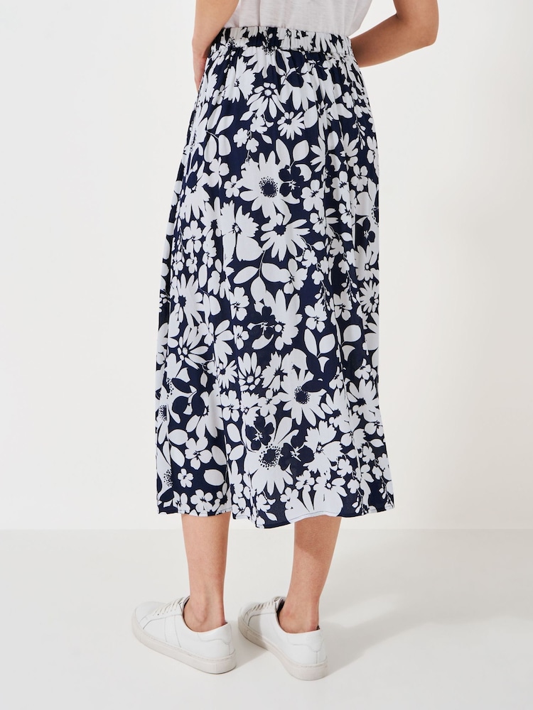 Crew Clothing Blue Printed Midi Skirt - Image 2 of 5 Crew Clothing Blue Printed Midi Skirt - Image 2 of 5