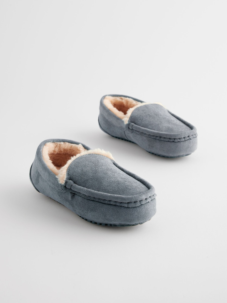 Grey Cosy Moccasin Slippers - Image 1 of 5 Grey Cosy Moccasin Slippers - Image 1 of 5