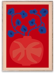 Paper Collective The Red Vase Framed Wall Art Print in Natural Oak Frame - Image 1 of 3