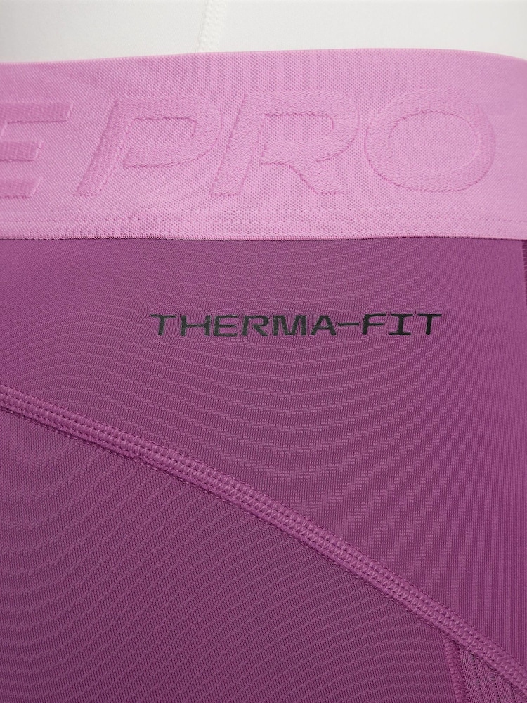 Nike Purple Fuschia Girls Pro Dri-FIT Therma FIT Leggings - Image 4 of 4