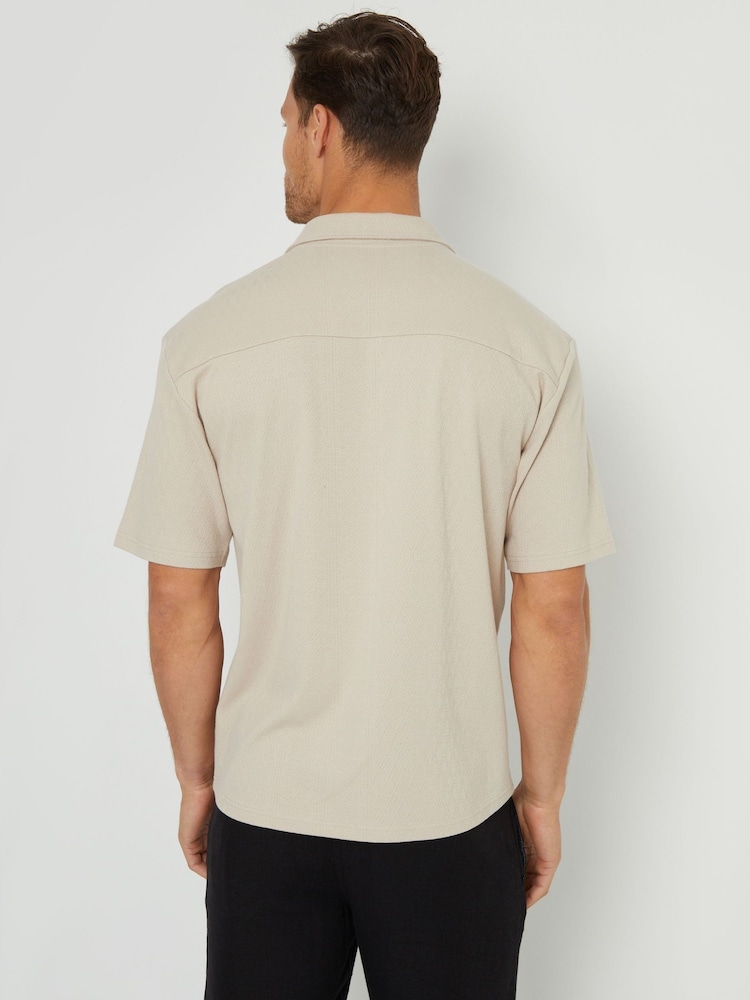 Песочный - Threadbare Textured Short Sleeve Cotton Shirt With Stretch - Изображение 2 из 4 Песочный - Threadbare Textured Short Sleeve Cotton Shirt With Stretch - Изображение 2 из 4