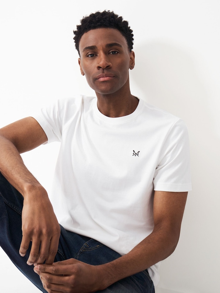 Crew Clothing Company White Classic 100% Cotton T-Shirt - Image 1 of 3 Crew Clothing Company White Classic 100% Cotton T-Shirt - Image 1 of 3