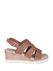 Linzi Natural Caryn Wedge Sandals With Cut Out Front Straps - Image 2 of 4