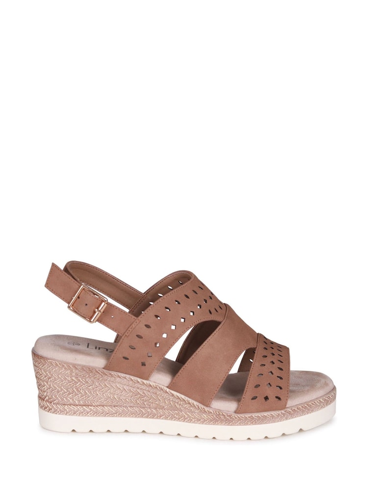 Linzi Natural Caryn Wedge Sandals With Cut Out Front Straps - Image 2 of 4