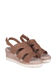 Linzi Natural Caryn Wedge Sandals With Cut Out Front Straps - Image 3 of 4