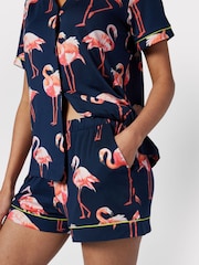Chelsea Peers Blue Flamingo Print Short Pyjama Set - Image 5 of 5