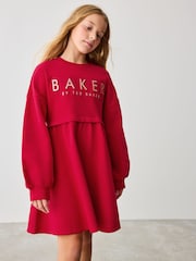 Baker by Ted Baker 100% Cotton Embossed Branded Sweat Dress - Image 4 of 9