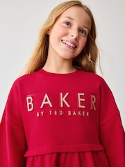Baker by Ted Baker 100% Cotton Embossed Branded Sweat Dress - Image 5 of 9