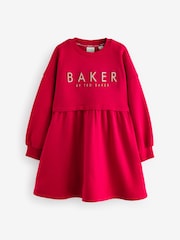Baker by Ted Baker 100% Cotton Embossed Branded Sweat Dress - Image 6 of 9