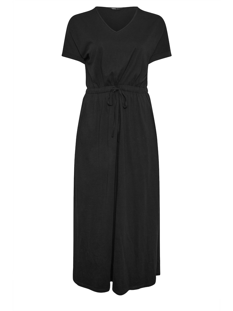 Schwarz - Yours Curve – Maxikleid mit Seitenschlitz und Kordelzug aus 100 % Baumwolle - Bild 5 von 5 Schwarz - Yours Curve – Maxikleid mit Seitenschlitz und Kordelzug aus 100 % Baumwolle - Bild 5 von 5