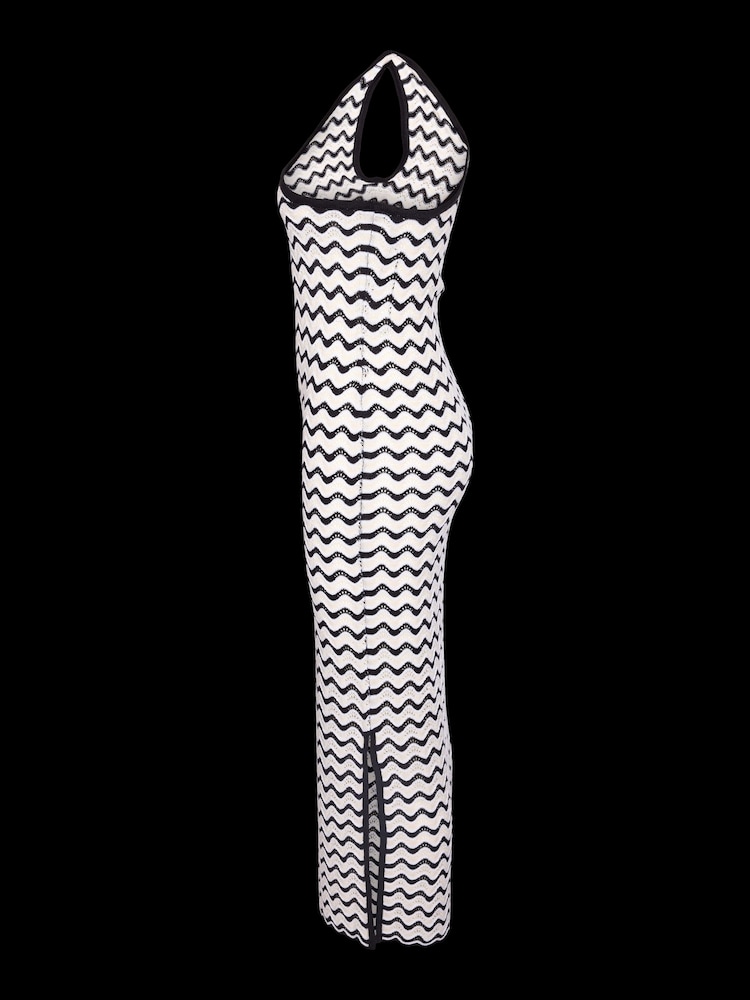 NOISY MAY Black Crochet Stripe One Shoulder Mini Dress - Image 7 of 7