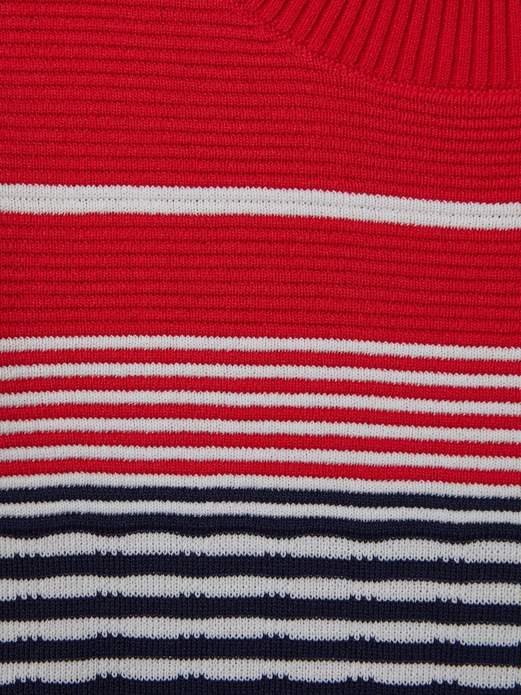Reiss Red Remi 4-9 yrs Knitted Striped Skater Dress - Image 4 of 4