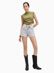 AllSaints Grey Heidi Denim Shorts - Image 1 of 7