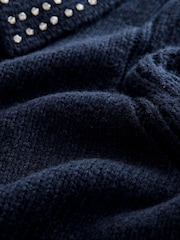 Navy Blue Gem Embellished Collar Jumper - Image 7 of 7