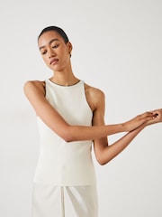 Hush Natural Acher Ribbed Knitted Vest - Image 1 of 5