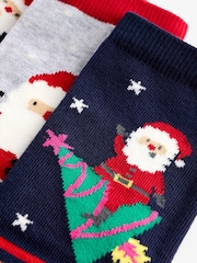 Navy/Red Cotton Rich Christmas Character Ankle Socks 3 Pack - Image 2 of 6