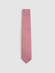 Reiss Dark Pink Liam Silk Polka Dot Tie - Image 1 of 5