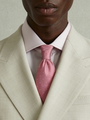 Reiss Dark Pink Liam Silk Polka Dot Tie - Image 2 of 5