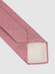 Reiss Dark Pink Liam Silk Polka Dot Tie - Image 4 of 5