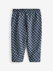 Navy Blue Checkerboard 100% Cotton Patterned Jersey Joggers (3mths-7yrs) - Image 6 of 8
