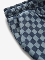 Navy Blue Checkerboard 100% Cotton Patterned Jersey Joggers (3mths-7yrs) - Image 8 of 8