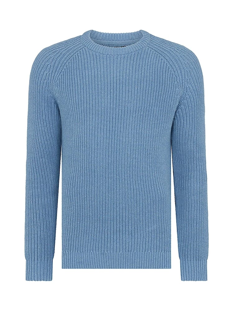 Remus Uomo Blue Textured Crew Neck 100% Cotton Jumper - Image 6 of 6 Remus Uomo Blue Textured Crew Neck 100% Cotton Jumper - Image 6 of 6