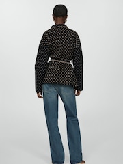Mango Black Quilted Jacket With Embroidered Details - Image 2 of 7