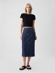 Gap Blue Button Back Denim Midi Pencil Skirt - Image 1 of 5