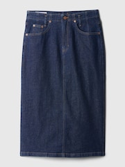 Gap Blue Button Back Denim Midi Pencil Skirt - Image 4 of 5