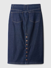 Gap Blue Button Back Denim Midi Pencil Skirt - Image 5 of 5