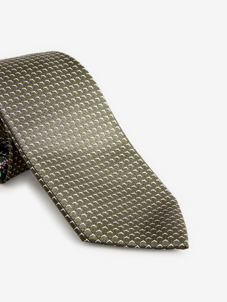 Olive Green Textured Tie - Image 2 of 3