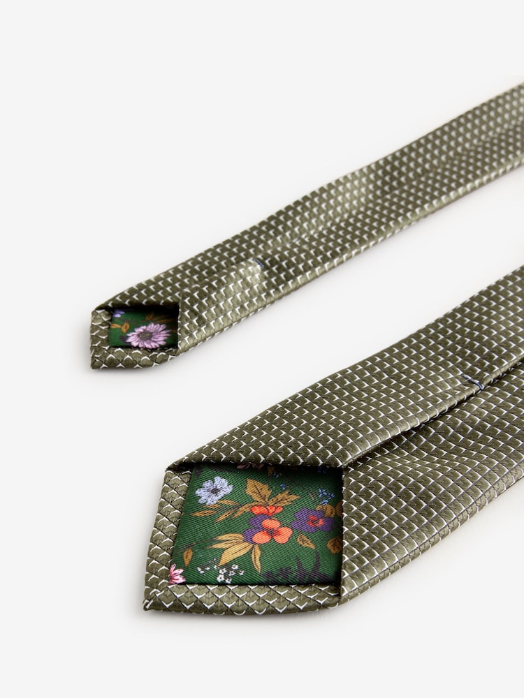 Olive Green Textured Tie - Image 6 of 6