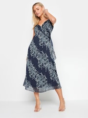 PixieGirl Petite Blue Frilled Midi Dress - Image 1 of 5
