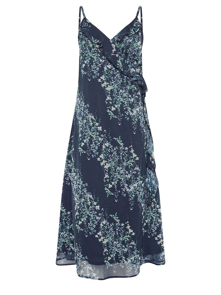 PixieGirl Petite Blue Frilled Midi Dress - Image 5 of 5